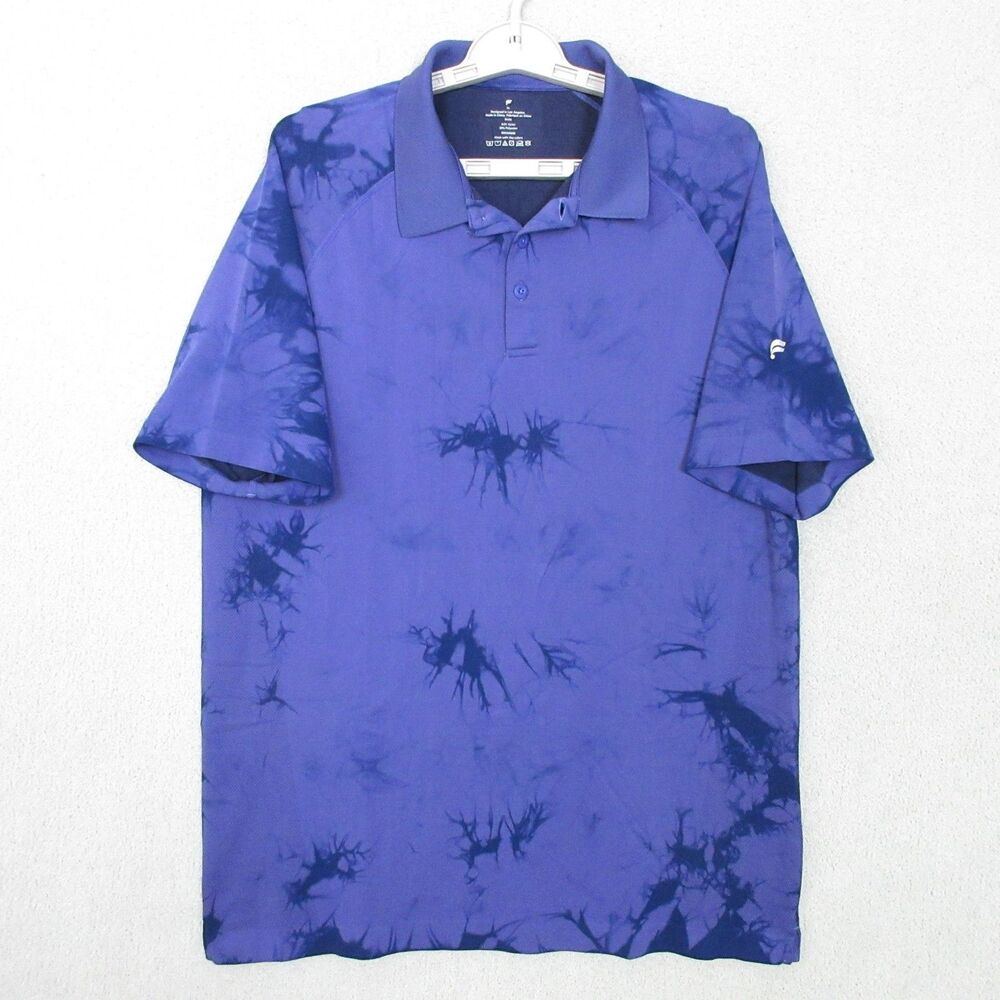 Fanatics Mens Polo Shirt XL Purple Tie Dye Short Sleeve Performance Golf